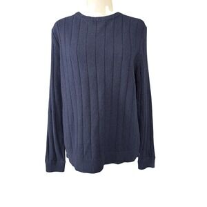 KULE Womens XS Cashmere Sweater Navy Blue Ribbed Knit Crewneck Pullover